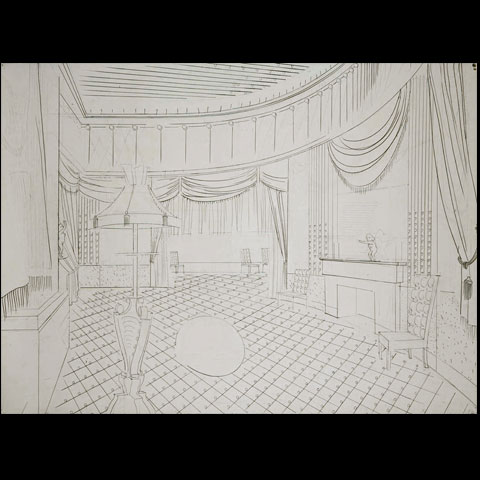 Interior with Statuette B -Drawing