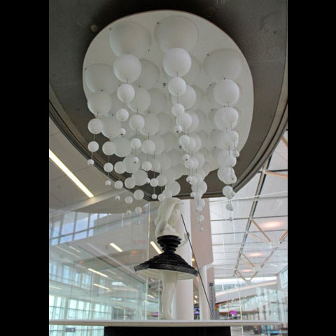 photo of "Snow Globe" public art at Edmonton International Airport 